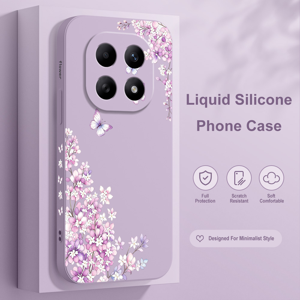 Phone Cases Xiaomi 15 - 보라색 꽃무늬 샤오미 레드미 노트 15