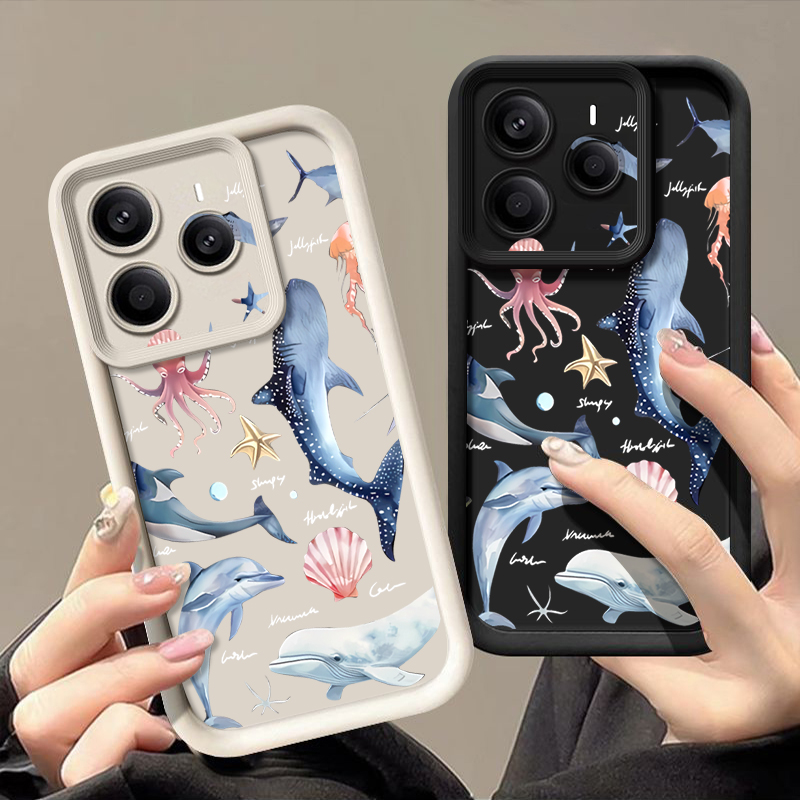 Phone Cases Xiaomi 15 - 귀여운 돌고래 무늬 소프트 케이스 샤오미
