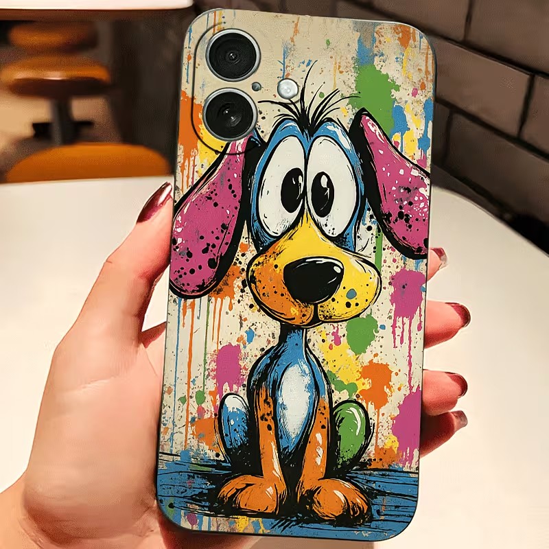 Phone Cases Xr Iphone - 그래피티 컬러 강아지 TPU 폰 케이스