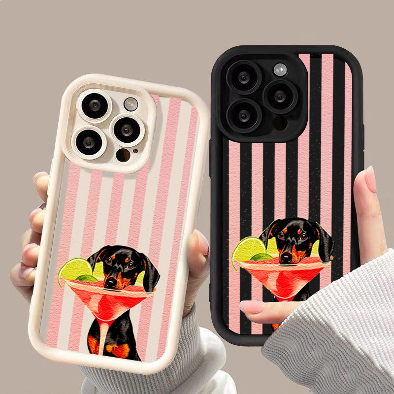 Phone Cases Xiaomi 15 - 귀여운 강아지 스트라이프 프린트 충격 방지