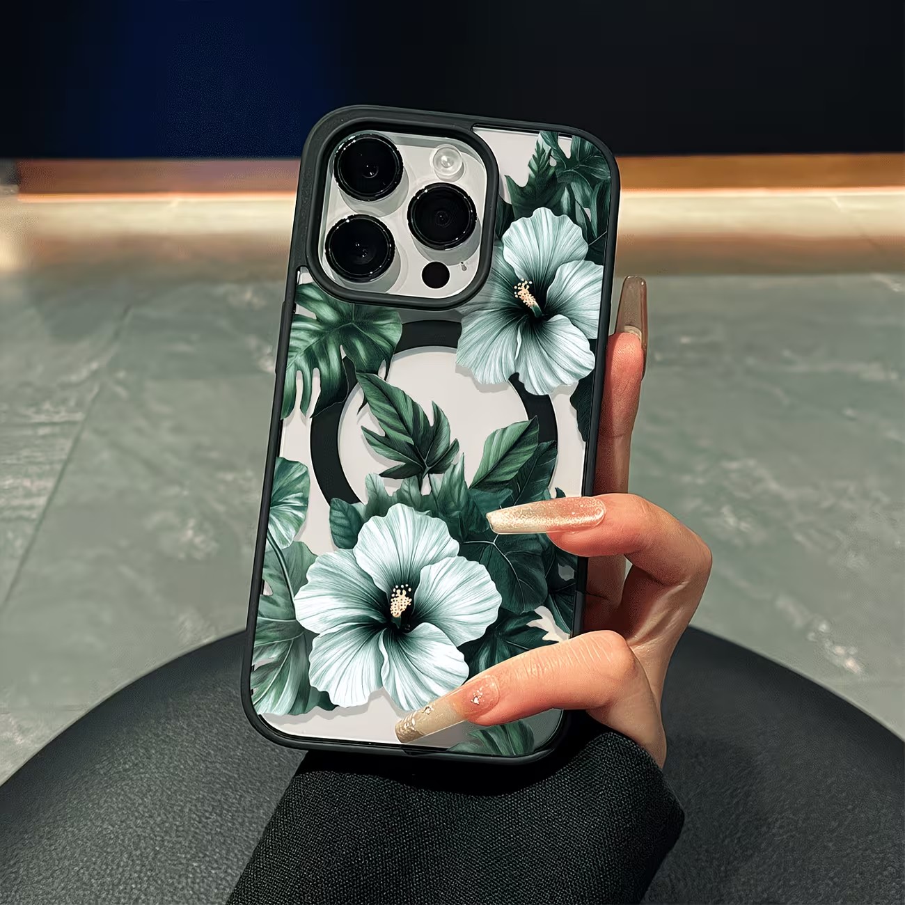 Phone Cases Xr Iphone - 그린 플로럴 프린트 폰 케이스 (아이폰