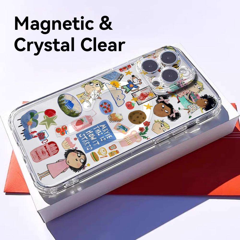 카툰 C-찰리 앤 로라 폰 케이스 마그네틱 투명 케이스 - Phone Cases Iphone 13 리뷰 및 가격