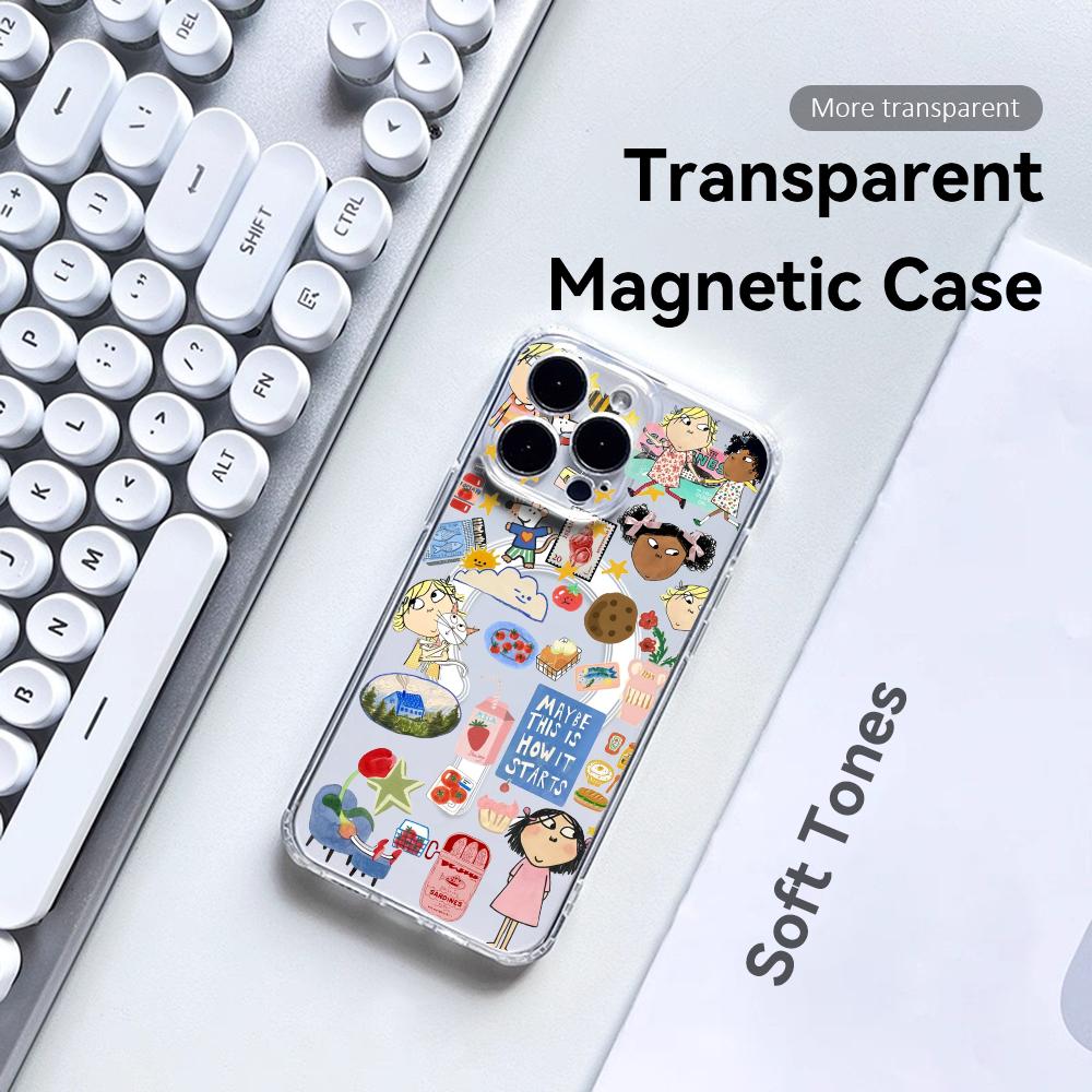 카툰 C-찰리 앤 로라 폰 케이스 마그네틱 투명 케이스 - Phone Cases Iphone 13 리뷰 및 가격