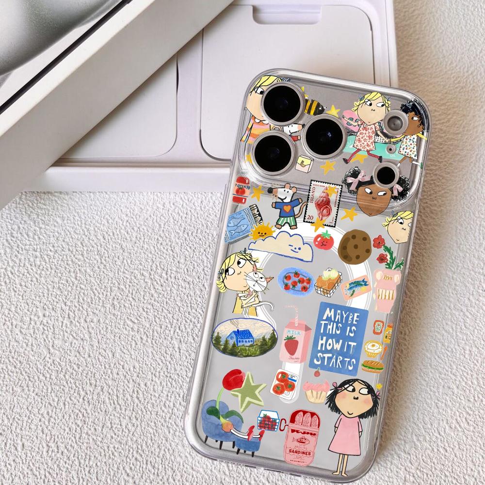 카툰 C-찰리 앤 로라 폰 케이스 마그네틱 투명 케이스 - Phone Cases Iphone 13 리뷰 및 가격