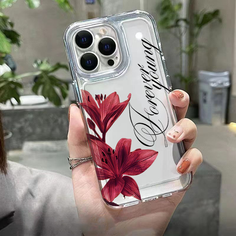 버건디 릴리 잉글리시 레터 패턴 디자인 아이폰 18,  - Phone Cases Xr Iphone 리뷰 및 가격