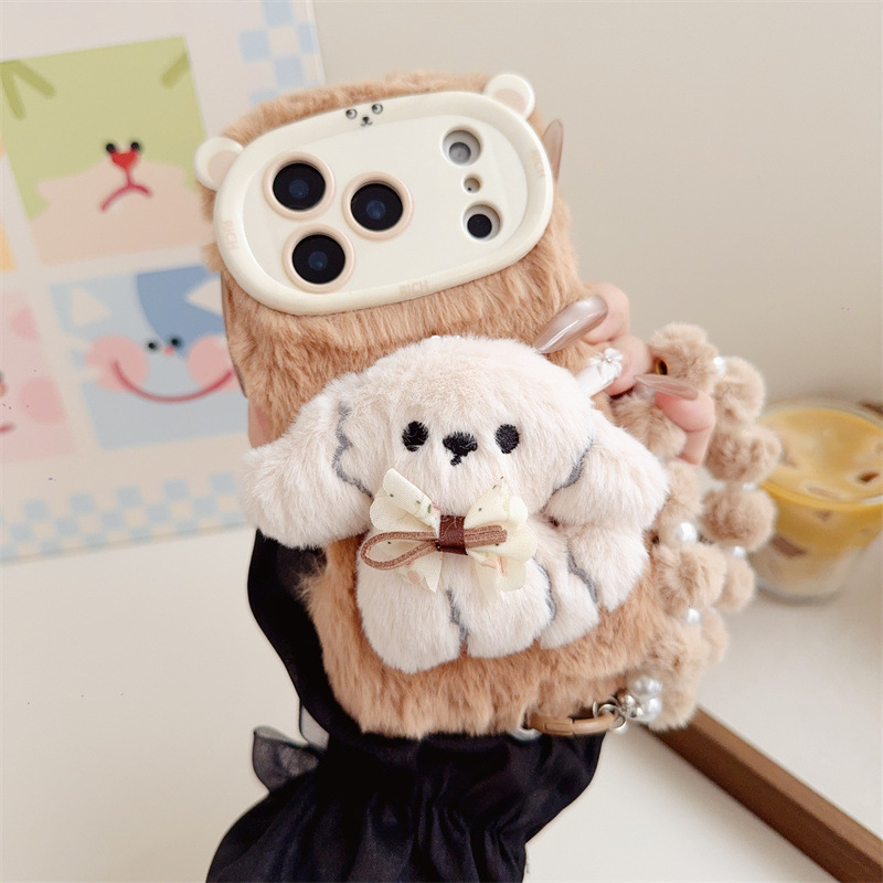 3D 만화 리본 강아지 따뜻하고 폭신한 플러시 폰 케이 - Phone Cases Iphone 13 리뷰 및 가격