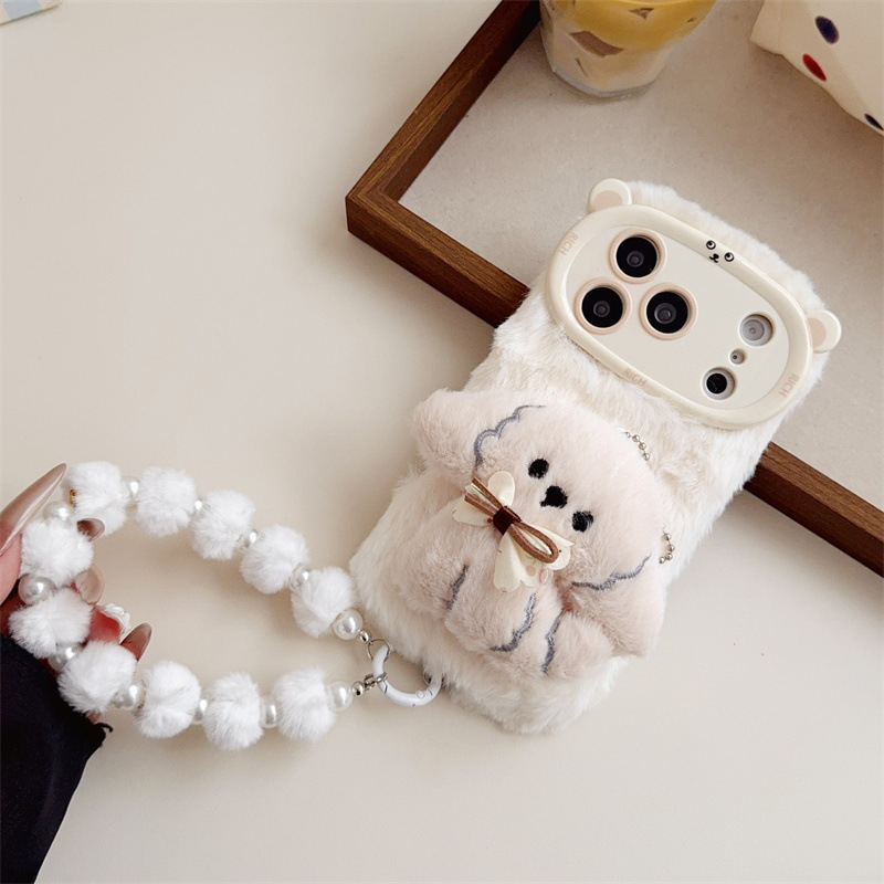 3D 만화 리본 강아지 따뜻하고 폭신한 플러시 폰 케이 - Phone Cases Iphone 13 리뷰 및 가격