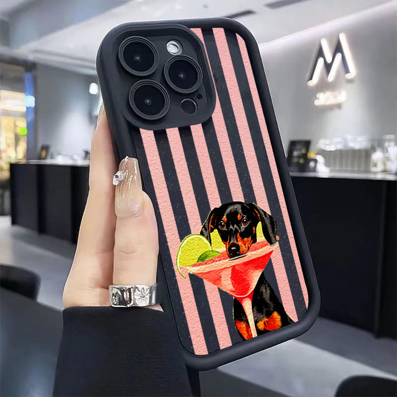 귀여운 강아지 스트라이프 프린트 충격 방지 폰 케이스  - Phone Cases Xiaomi 15 리뷰 및 가격