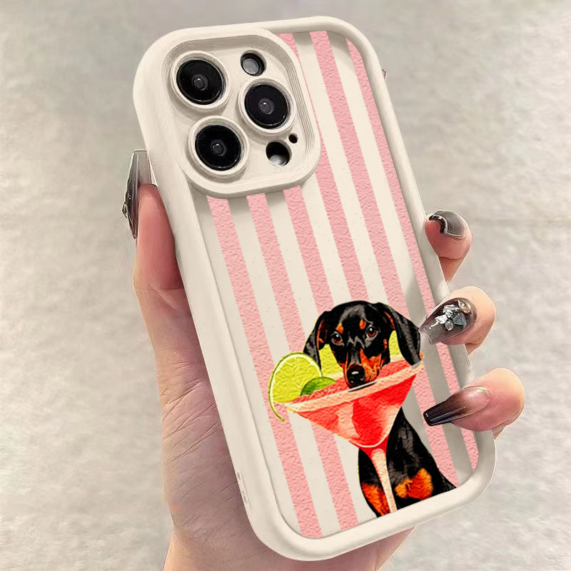 귀여운 강아지 스트라이프 프린트 충격 방지 폰 케이스  - Phone Cases Xiaomi 15 리뷰 및 가격